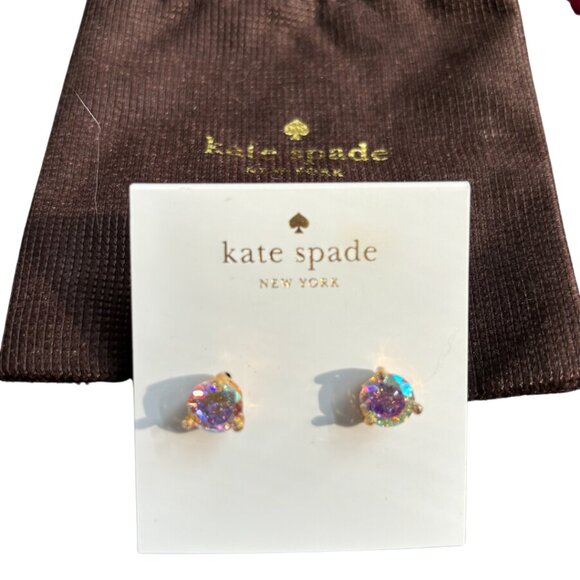 Kate Spade Gold Iridescent Clear Rise and Shine Crystal Stud Earrings Multicolor - Picture 3 of 4